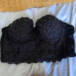 Corset bra. Black with black beading.